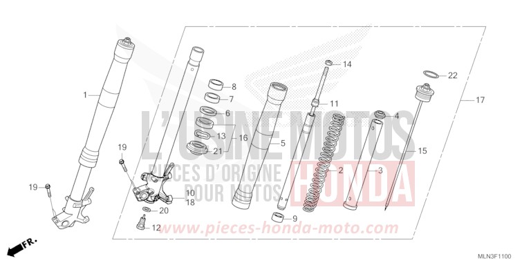 FOURCHETTE AVANT (1) de Africa Twin GRAND PRIX RED (R380B) 2024